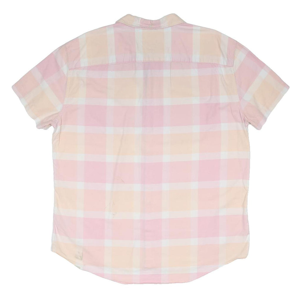 TOMMY HILFIGER Mens Pink & Cream Checked Shirt 2XL Cotton Blend Casual Summer