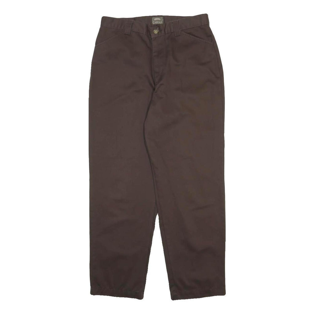 RIDERS Womens Cotton Brown Regular Tapered Lines Trousers W30 L28 Casual