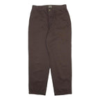 RIDERS Womens Cotton Brown Regular Tapered Lines Trousers W30 L28 Casual