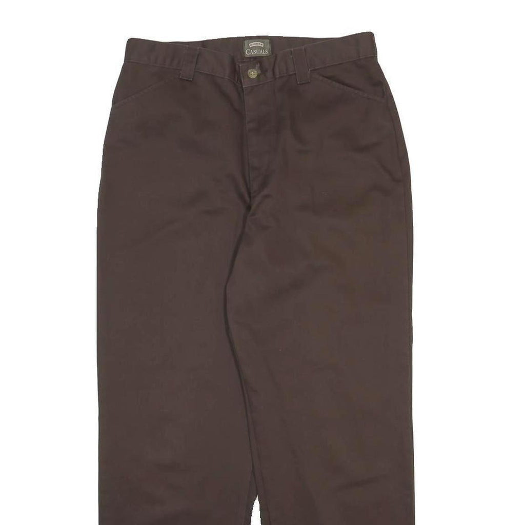 RIDERS Womens Cotton Brown Regular Tapered Lines Trousers W30 L28 Casual