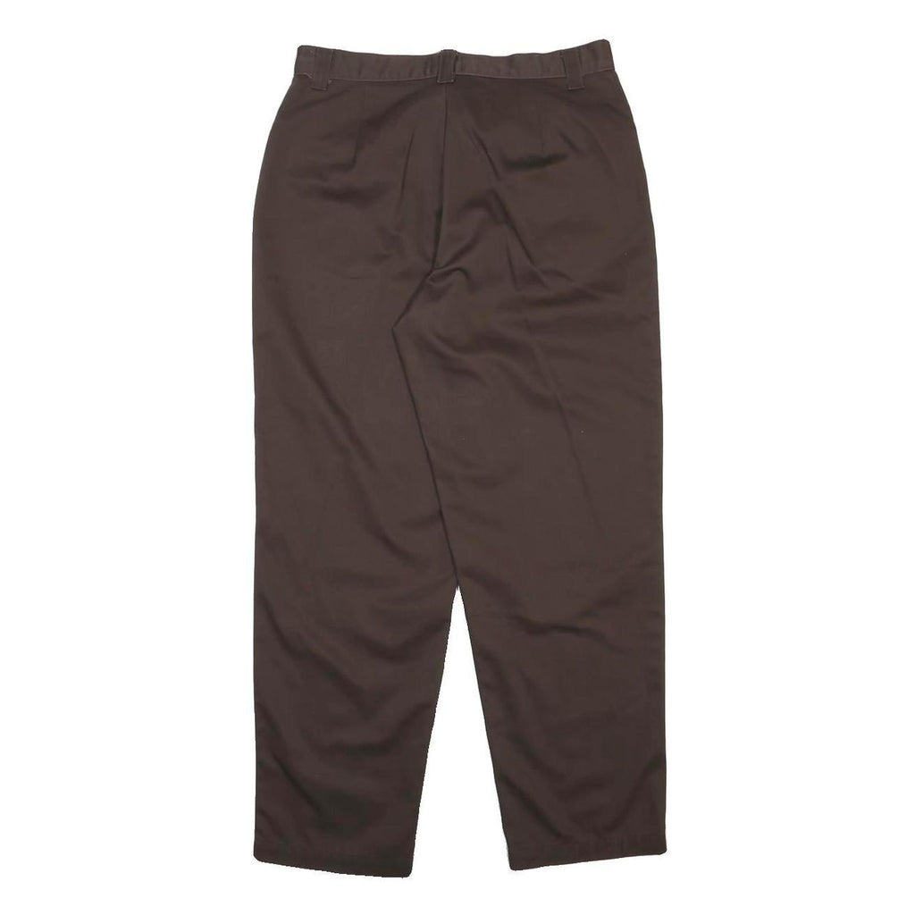 RIDERS Womens Cotton Brown Regular Tapered Lines Trousers W30 L28 Casual