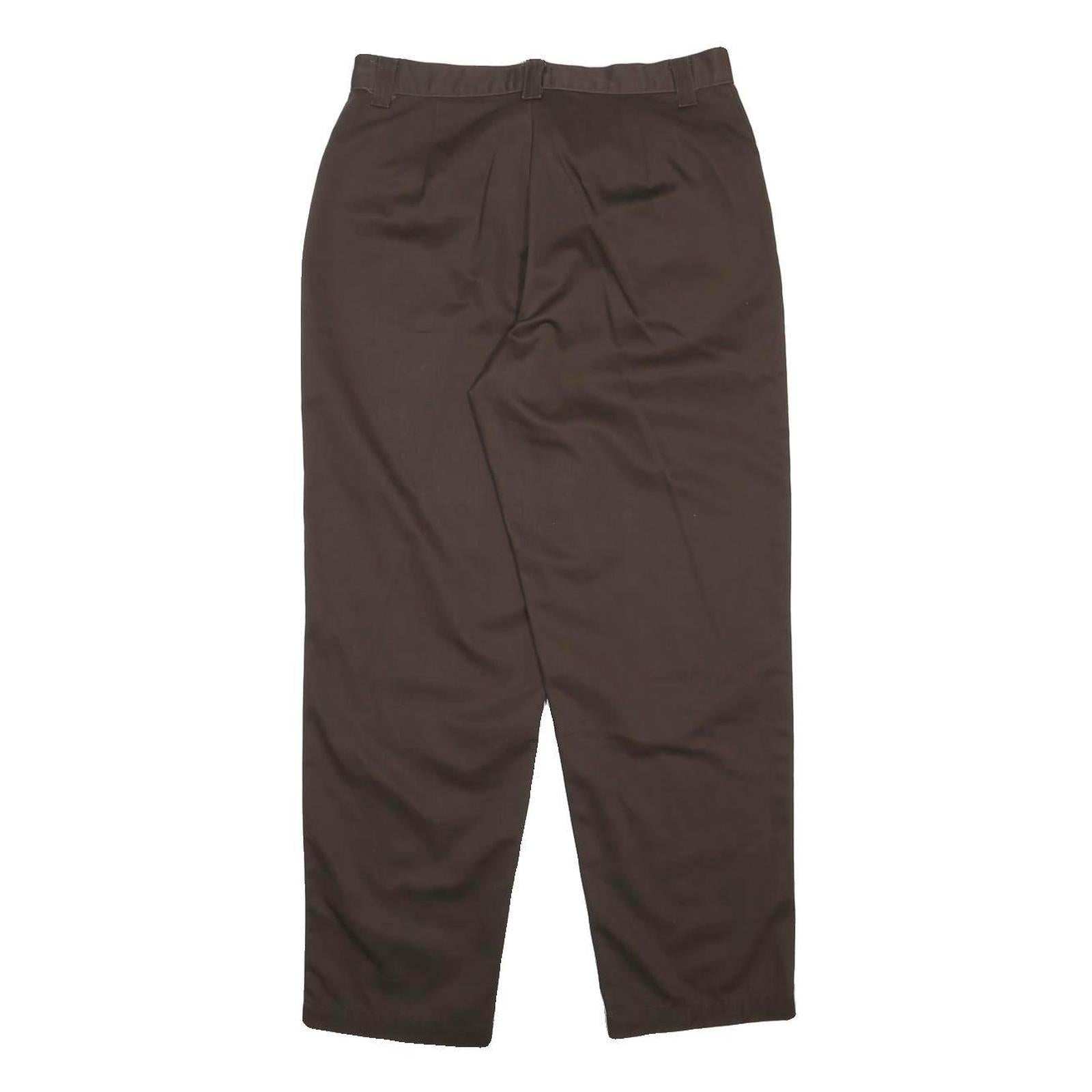 RIDERS Womens Cotton Brown Regular Tapered Lines Trousers W30 L28 Casual
