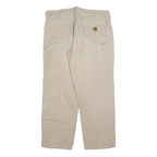CARHARTT Mens Cotton Blend Beige Relaxed Straight Trousers W40 L32 Workwear Zip