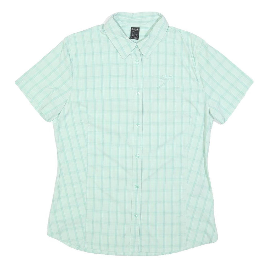 JACK WOLFSKIN Womens Blue Shirt UK 12 Short Sleeve Polyester Blend Casual