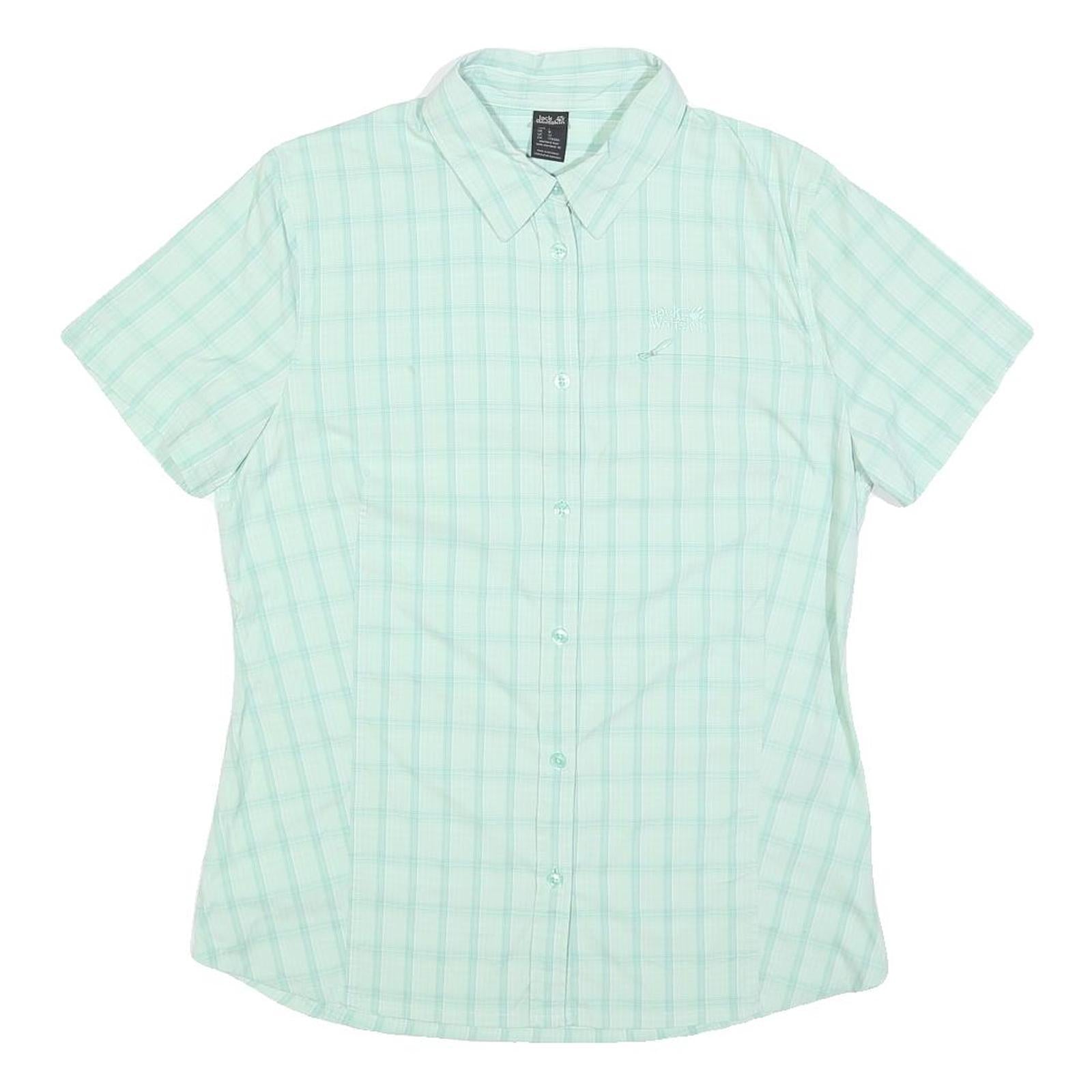 JACK WOLFSKIN Womens Blue Shirt UK 12 Short Sleeve Polyester Blend Casual