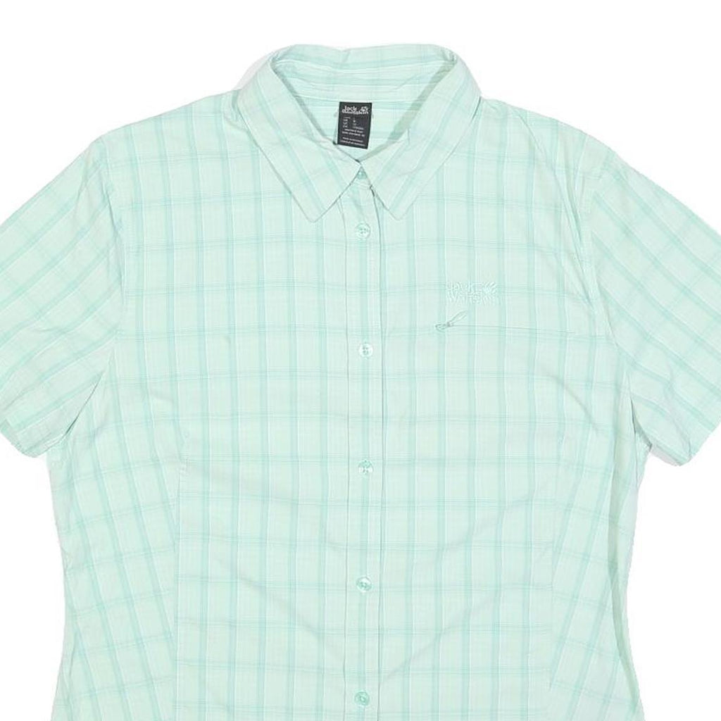 JACK WOLFSKIN Womens Blue Shirt UK 12 Short Sleeve Polyester Blend Casual