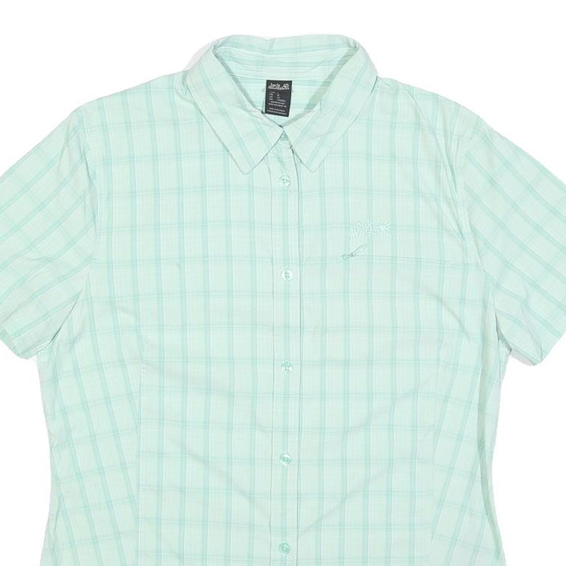 JACK WOLFSKIN Womens Blue Shirt UK 12 Short Sleeve Polyester Blend Casual