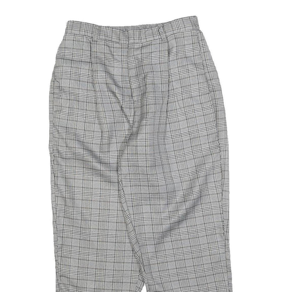 Womens Regular Check Grey Trousers W25 L25 Zip Closure Comfortable Fashion