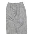 Womens Regular Check Grey Trousers W25 L25 Zip Closure Comfortable Fashion