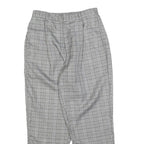 Womens Regular Check Grey Trousers W25 L25 Zip Closure Comfortable Fashion