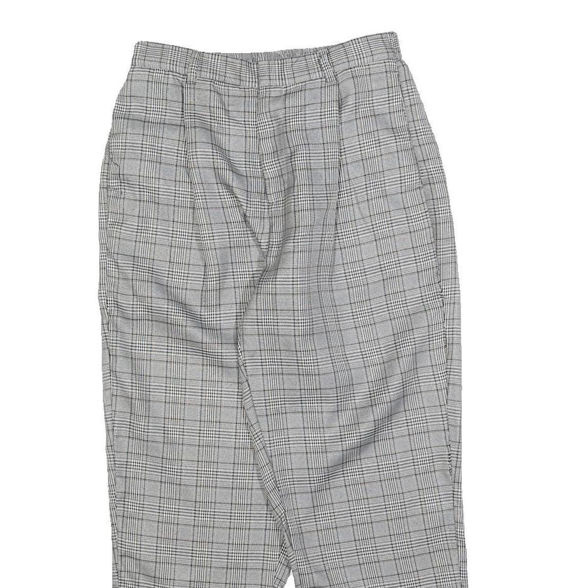 Womens Regular Check Grey Trousers W25 L25 Zip Closure Comfortable Fashion