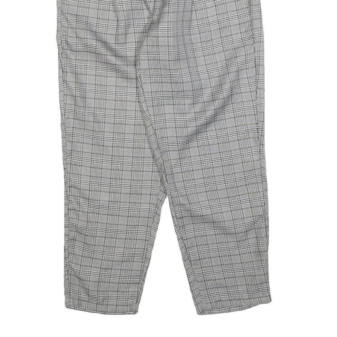 Womens Regular Check Grey Trousers W25 L25 Zip Closure Comfortable Fashion