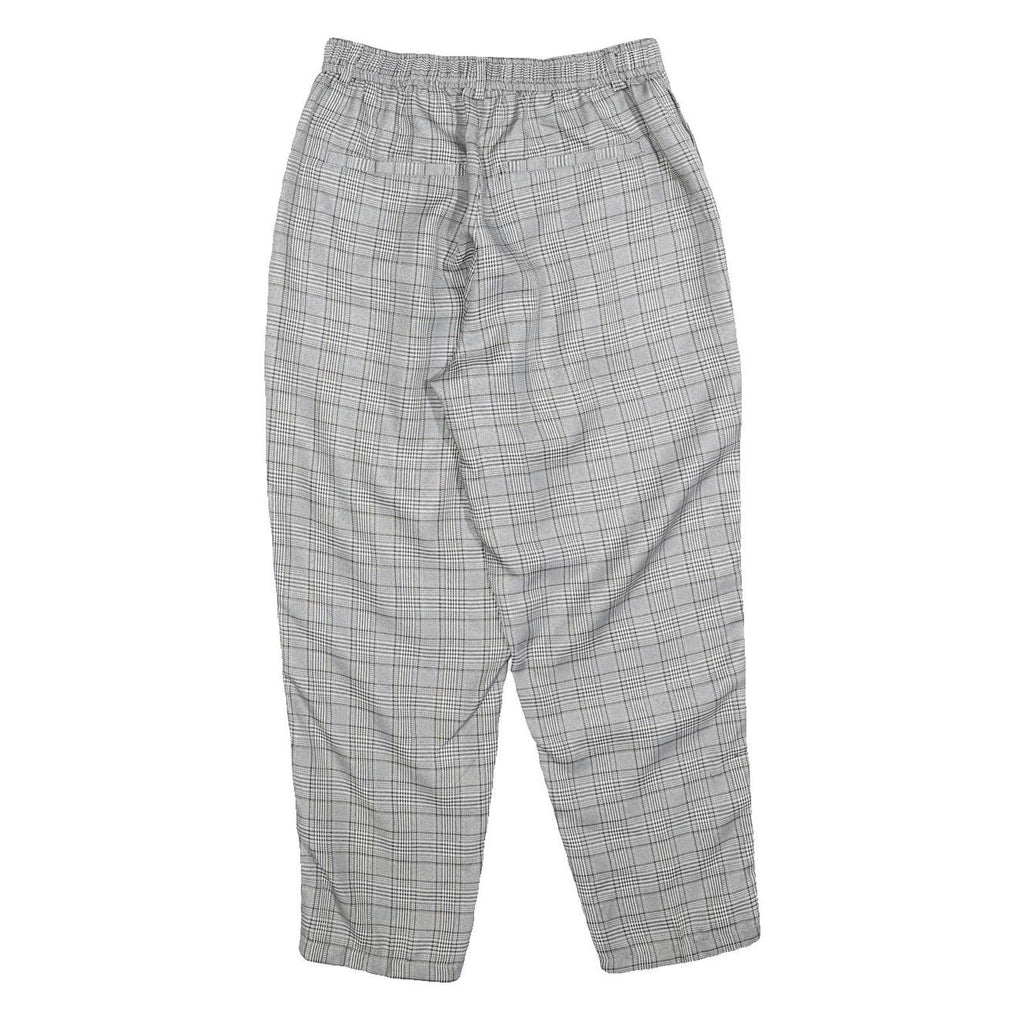 Womens Regular Check Grey Trousers W25 L25 Zip Closure Comfortable Fashion