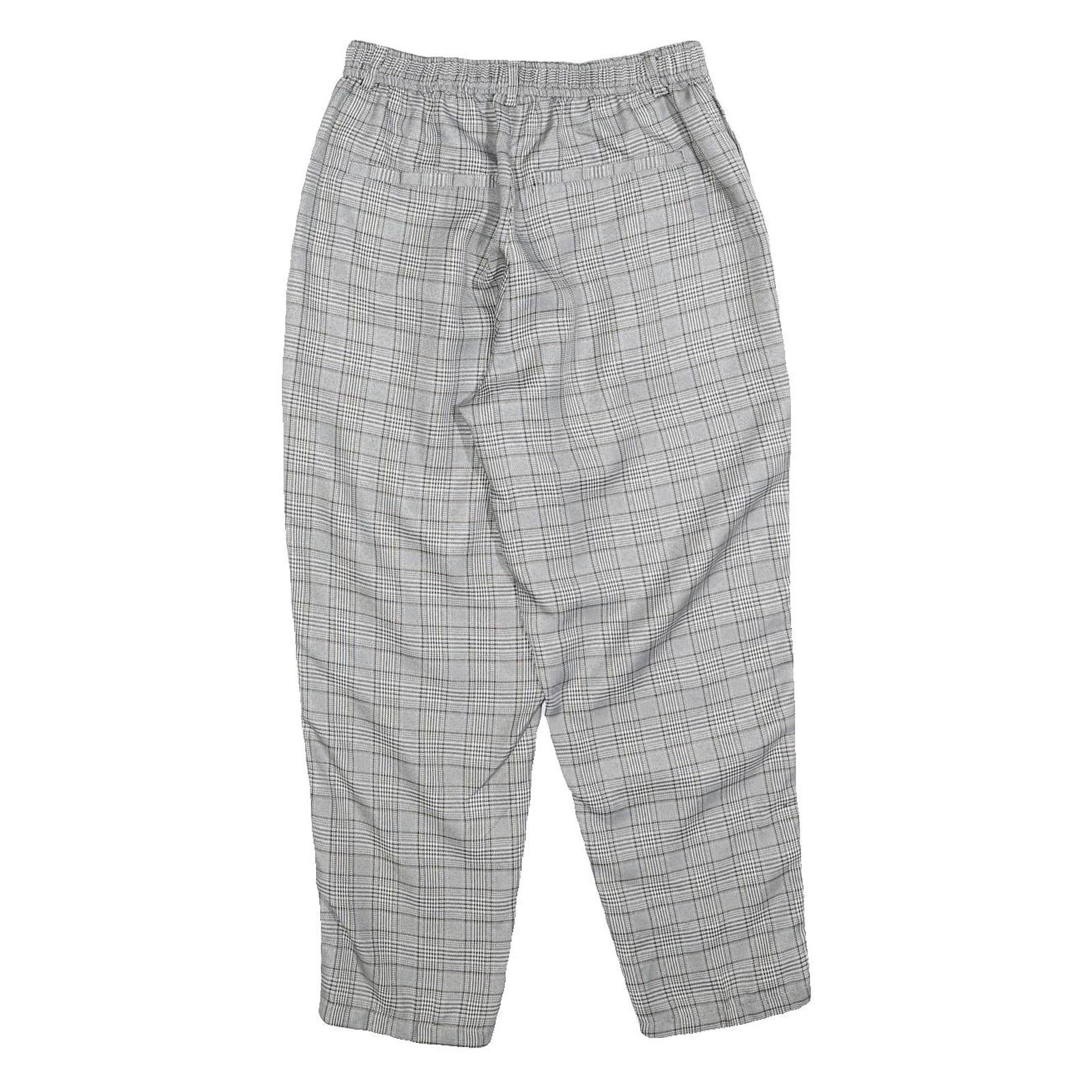 Womens Regular Check Grey Trousers W25 L25 Zip Closure Comfortable Fashion