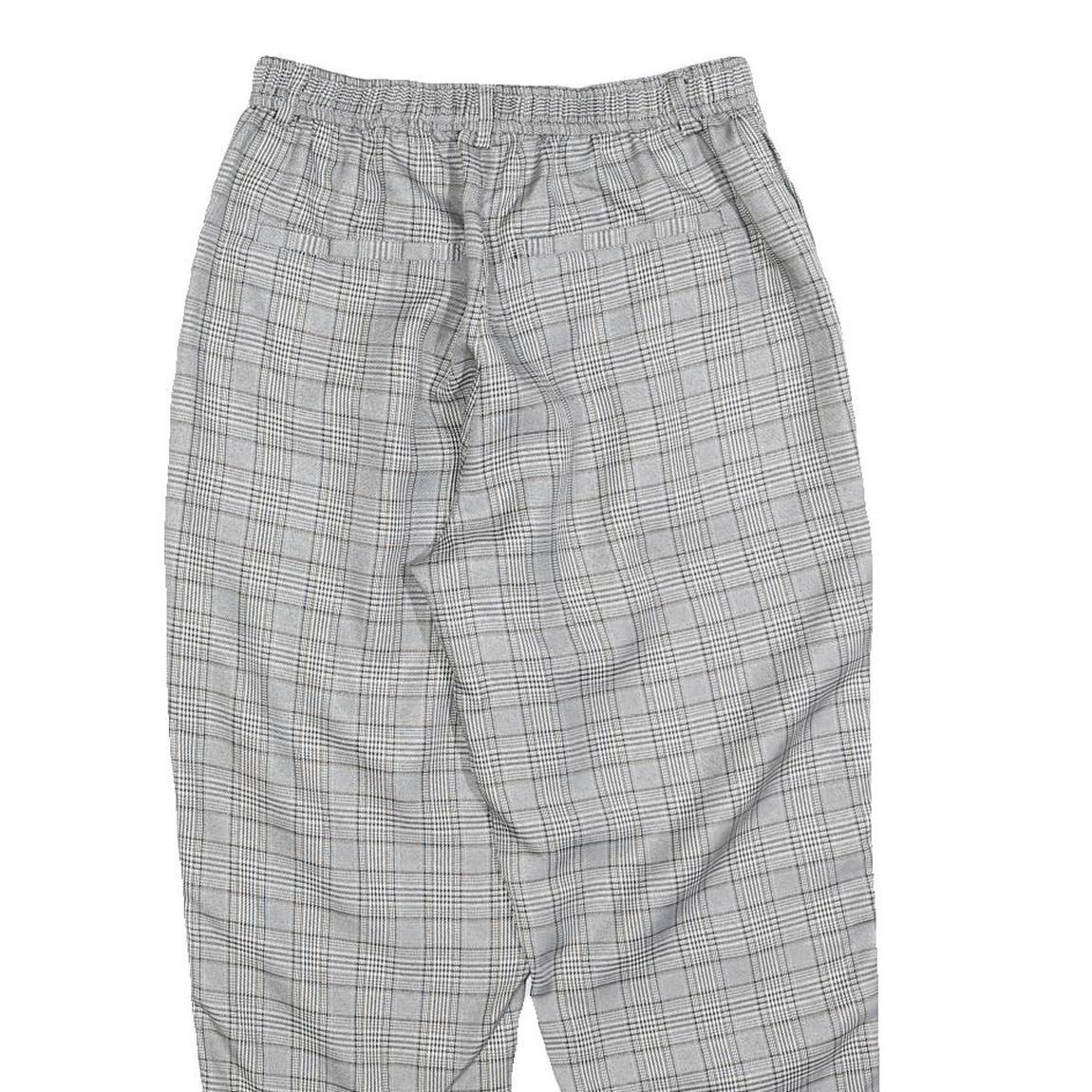 Womens Regular Check Grey Trousers W25 L25 Zip Closure Comfortable Fashion