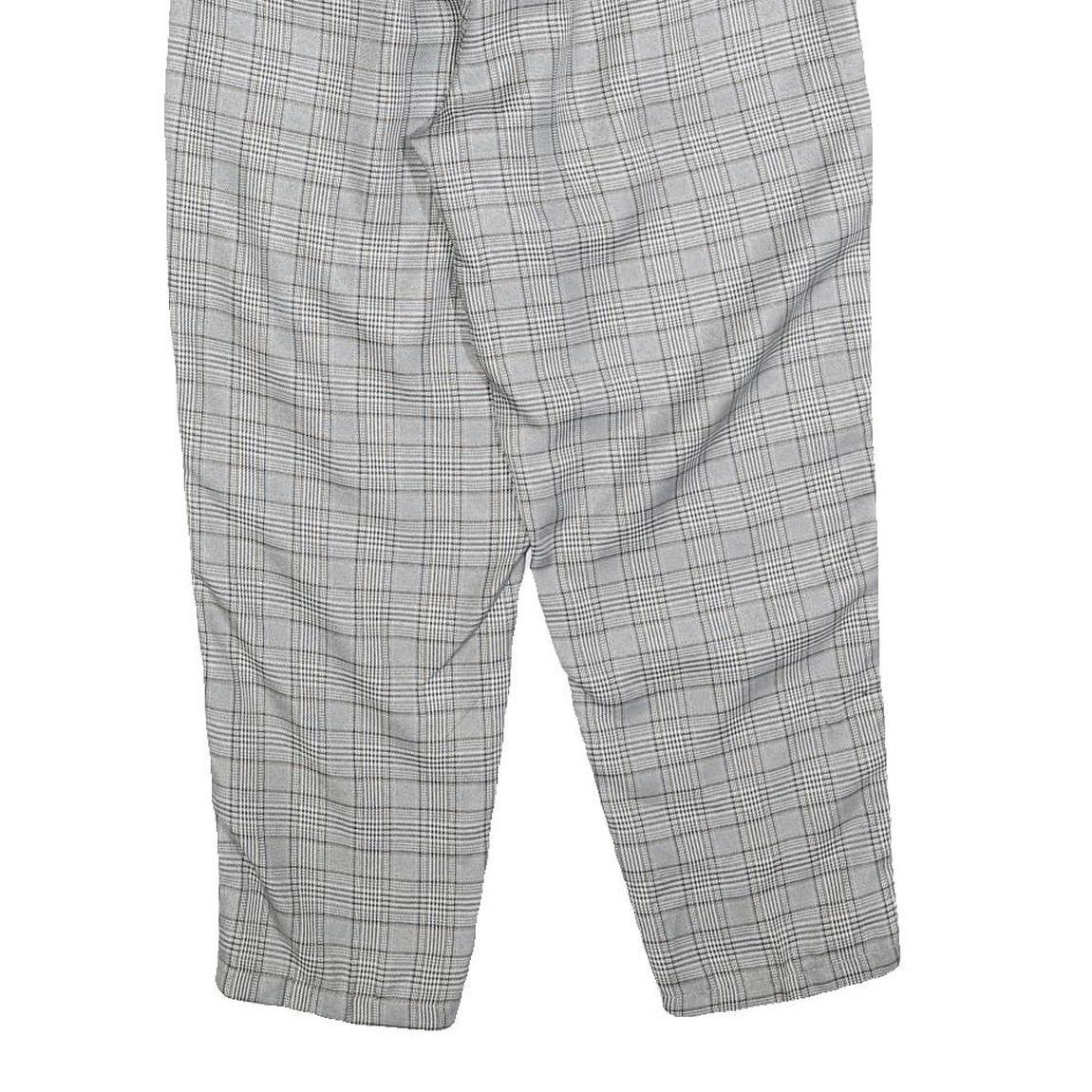 Womens Regular Check Grey Trousers W25 L25 Zip Closure Comfortable Fashion