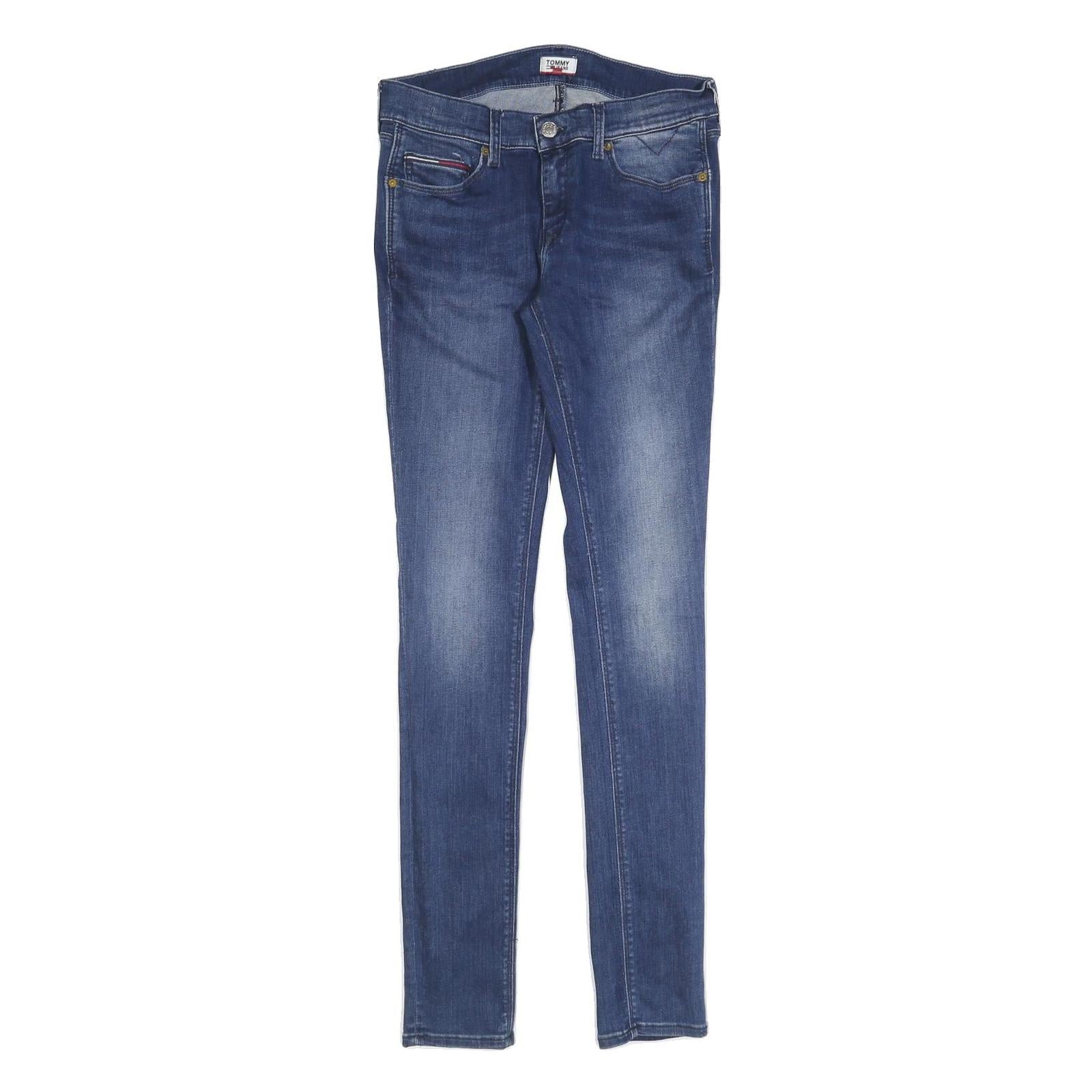 TOMMY JEANS Womens Slim Blue Denim Light Wash Jeans W31 L34 Stylish Comfortable