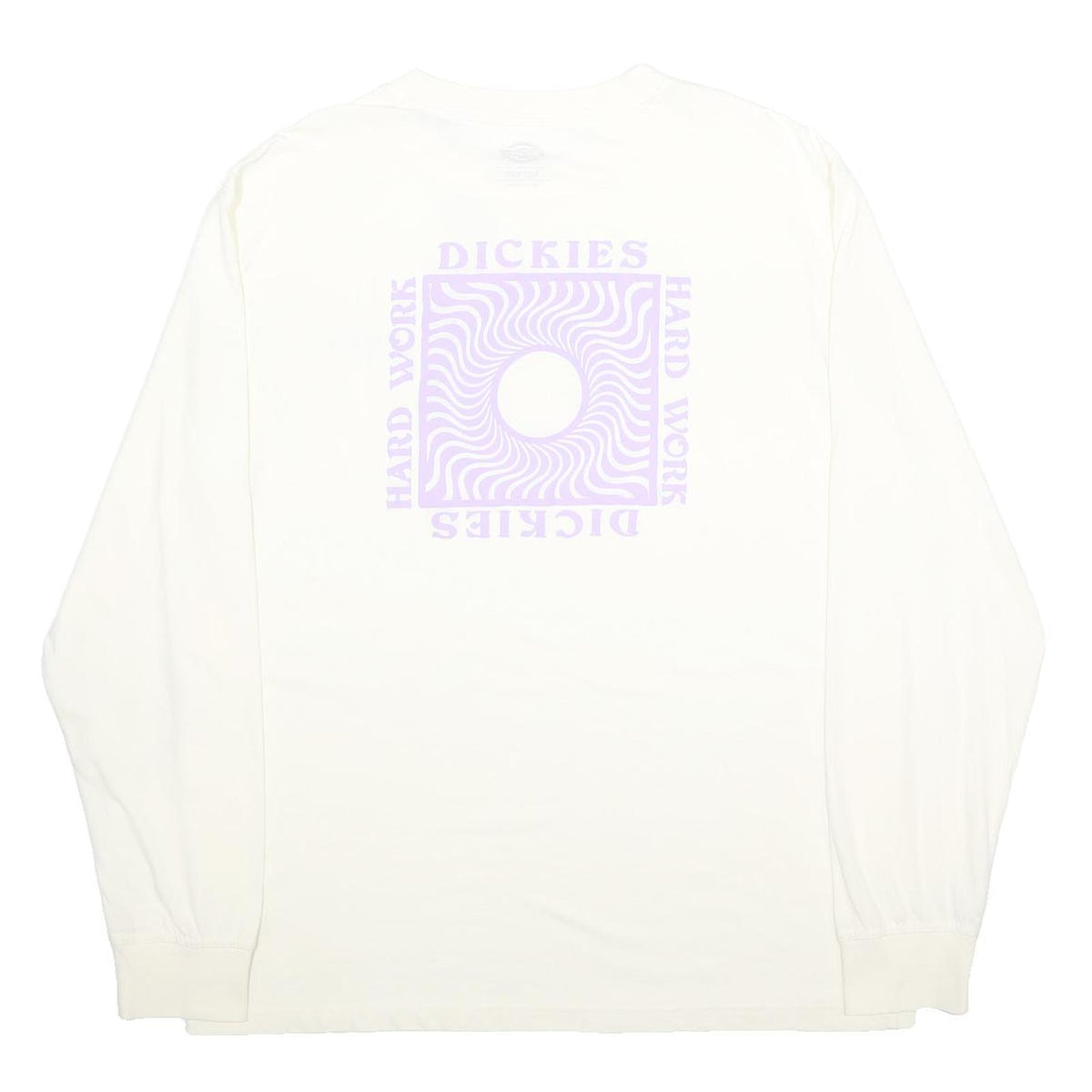 DICKIES Mens White & Lilac Graphic T-Shirt XL Long Sleeve Crew Neck Printed