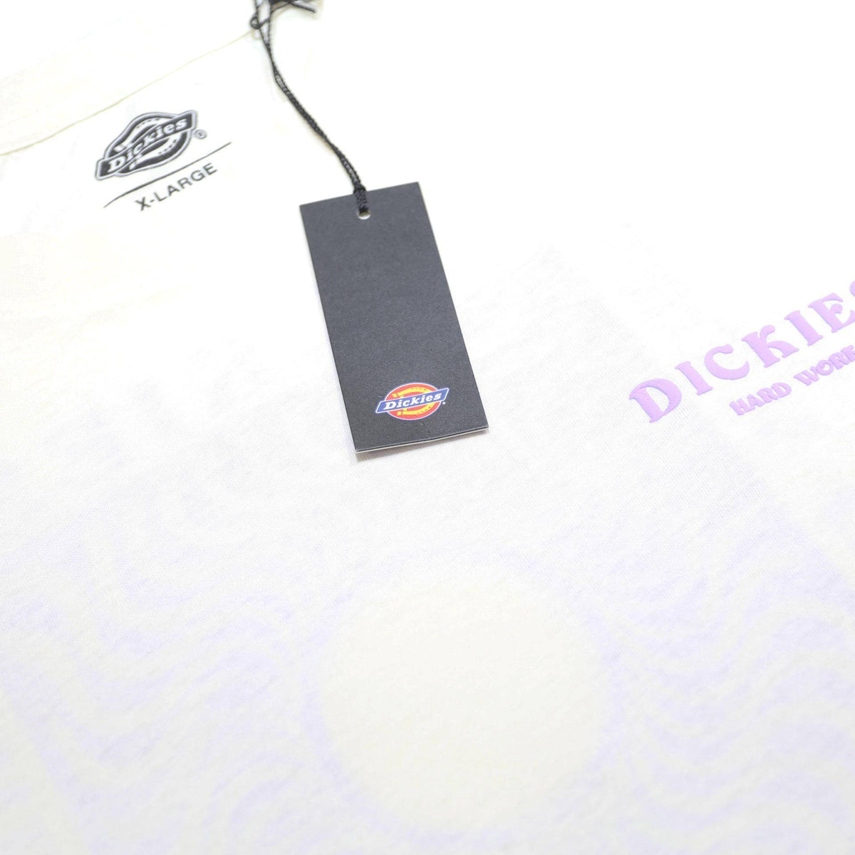 DICKIES Mens White & Lilac Graphic T-Shirt XL Long Sleeve Crew Neck Printed