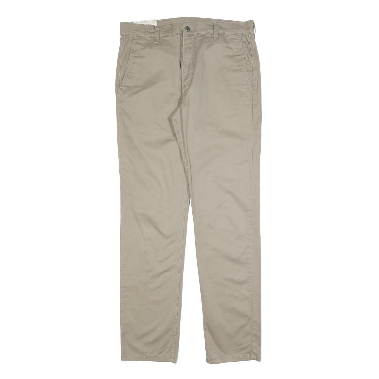 LEVI'S Mens Cotton Blend Beige Regular Straight Trousers W34 L34 Classic Fit