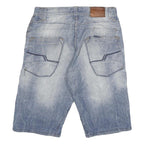 SMOG Mens Cotton Blend Blue Casual Shorts S W30 Denim Look Pockets