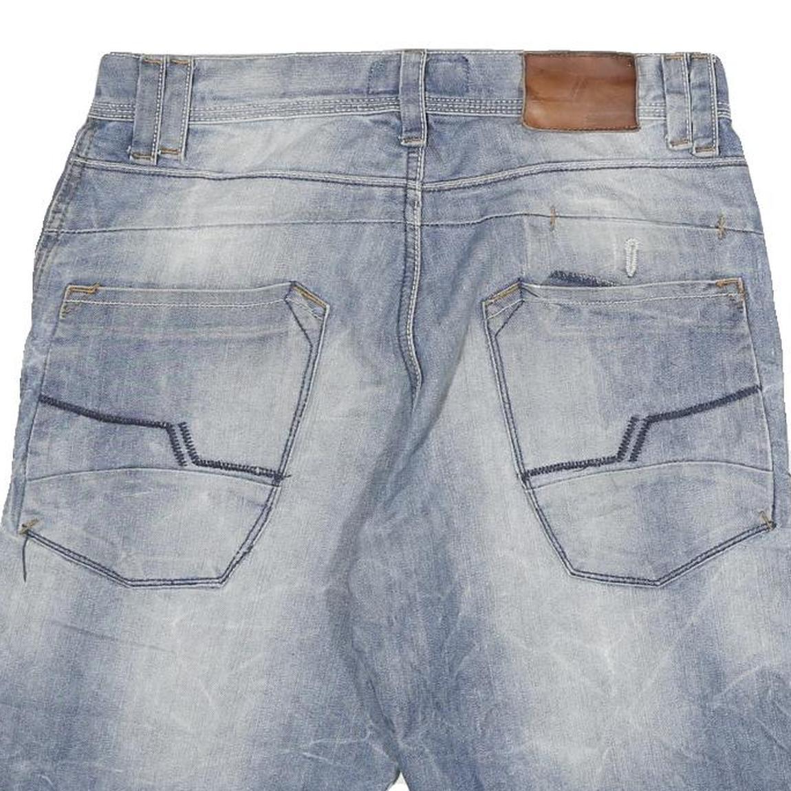 SMOG Mens Cotton Blend Blue Casual Shorts S W30 Denim Look Pockets