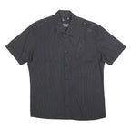 G-STAR Mens Black Pinstripe Shirt XL Cotton Blend Casual Short Sleeve Button