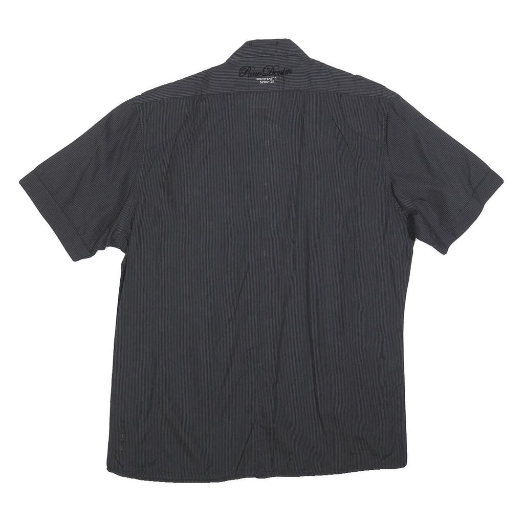 G-STAR Mens Black Pinstripe Shirt XL Cotton Blend Casual Short Sleeve Button