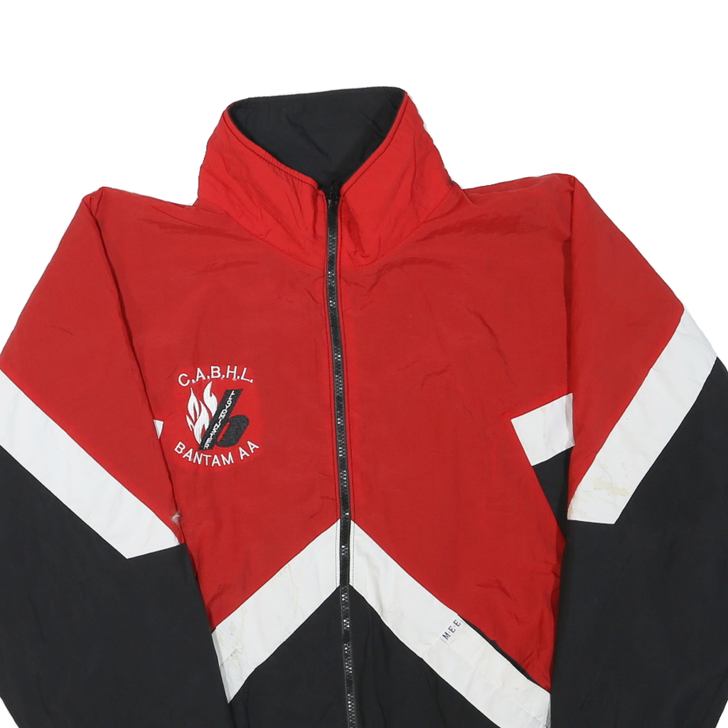 MEE Mens Red Black White Sports Team Jacket XL Polyester Blend Zip Closure