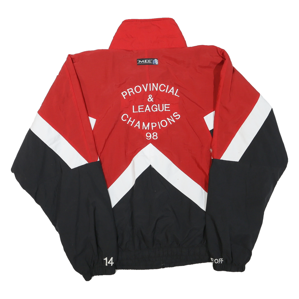 MEE Mens Red Black White Sports Team Jacket XL Polyester Blend Zip Closure