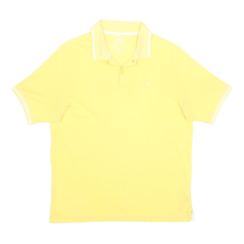 CHAMPION Mens Yellow Basic Short Sleeve Polo Shirt M Cotton Blend Casual