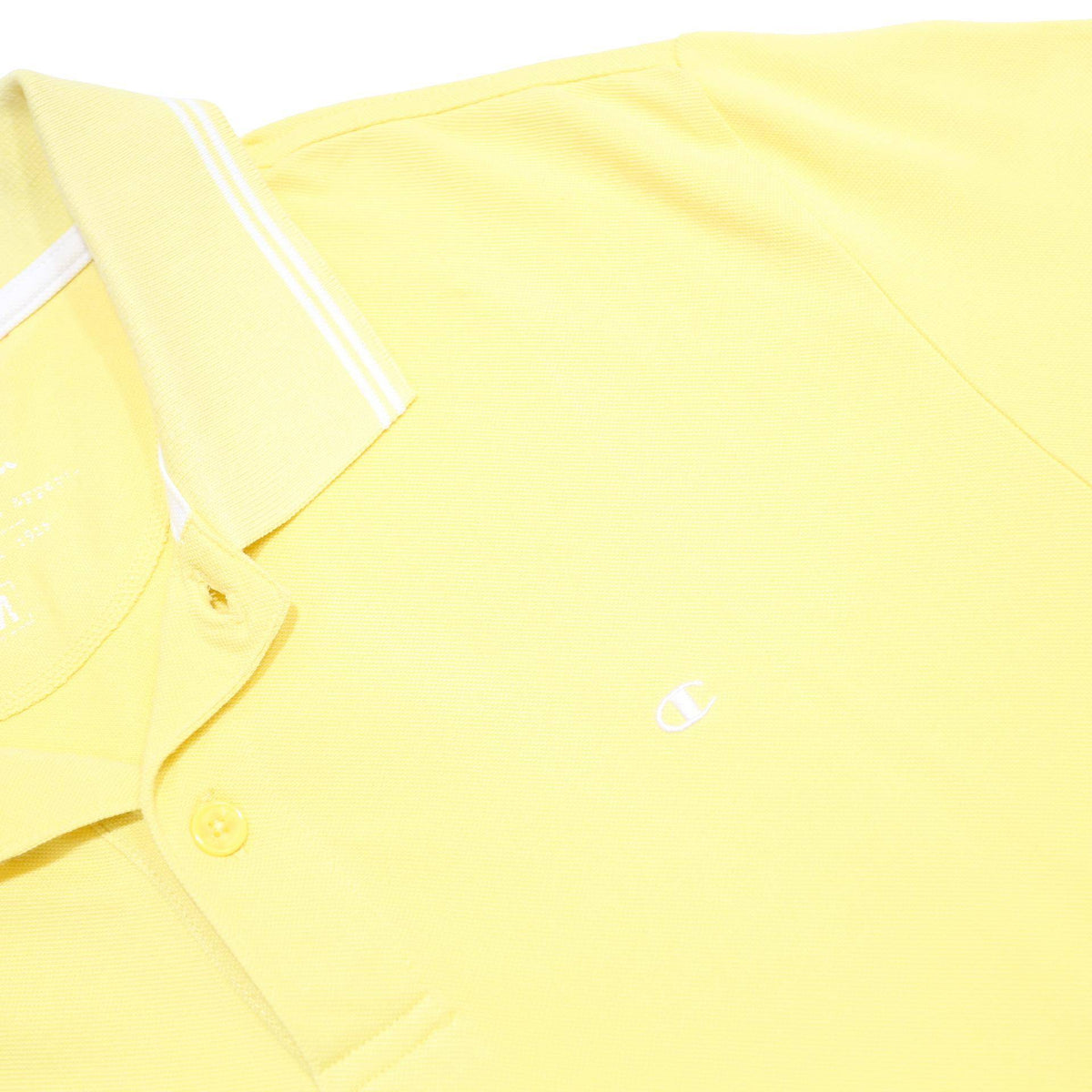 CHAMPION Mens Yellow Basic Short Sleeve Polo Shirt M Cotton Blend Casual