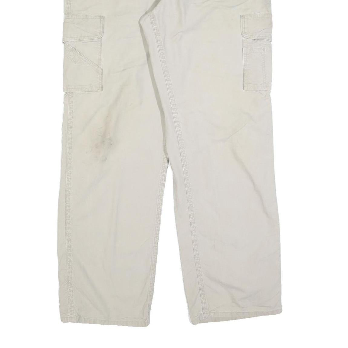 CARHARTT Mens Relaxed Beige Cotton Blend Cargo Trousers W36 L34 Workwear
