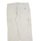 CARHARTT Mens Relaxed Beige Cotton Blend Cargo Trousers W36 L34 Workwear
