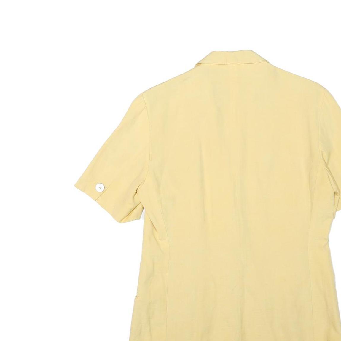 MAX MARA Womens Yellow Silk Blend Short Sleeve Button Jacket S Plain Elegant