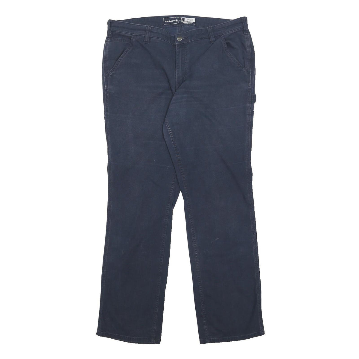 CARHARTT Womens Cotton Blend Navy Loose Straight Trousers W36 L32 Workwear