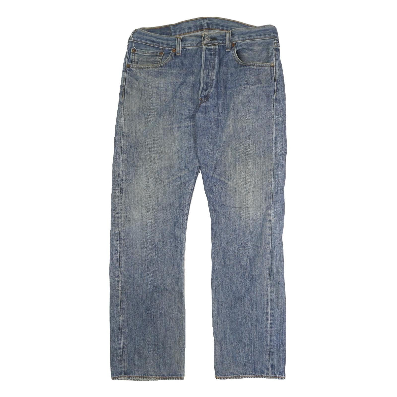LEVI'S 501 Mens Jeans Blue Regular Straight Denim Medium W35 L30 Classic Button
