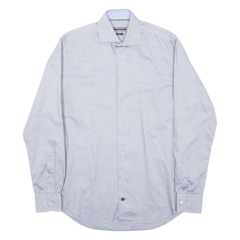TOMMY HILFIGER Fitted Mens Formal Shirt Blue Long Sleeve M