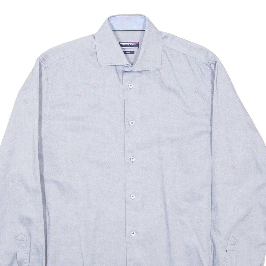 TOMMY HILFIGER Fitted Mens Formal Shirt Blue Long Sleeve M