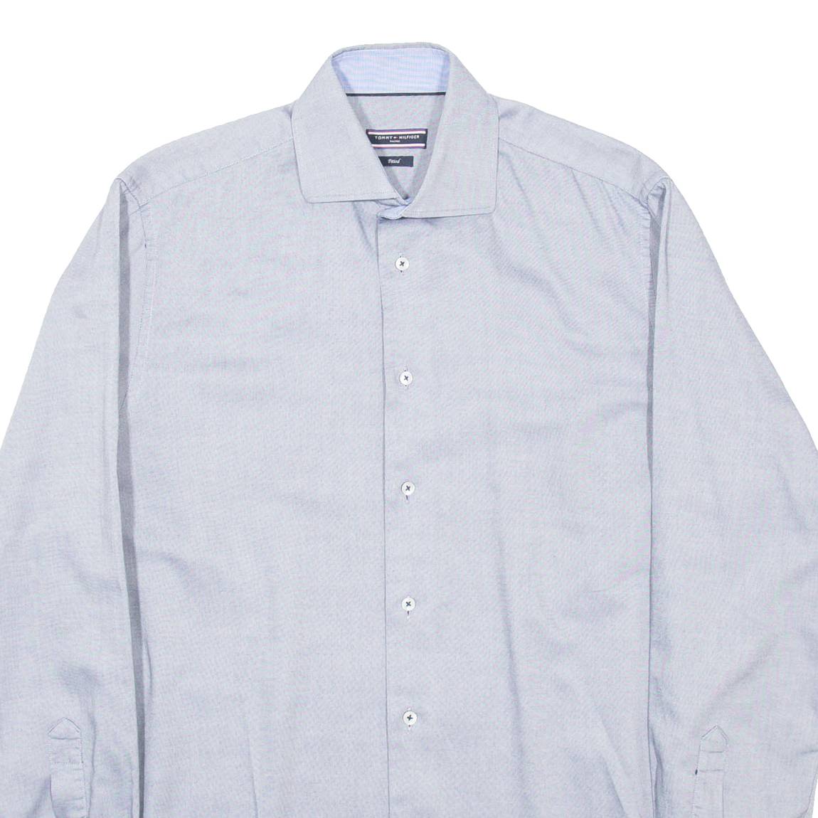 TOMMY HILFIGER Fitted Mens Formal Shirt Blue Long Sleeve M