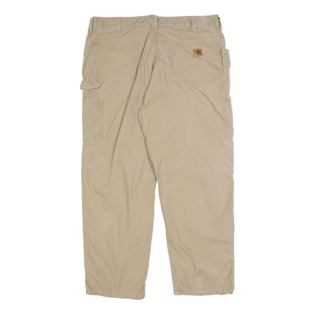 CARHARTT Mens Cotton Blend Beige Relaxed Straight Trousers W40 L30 Casual