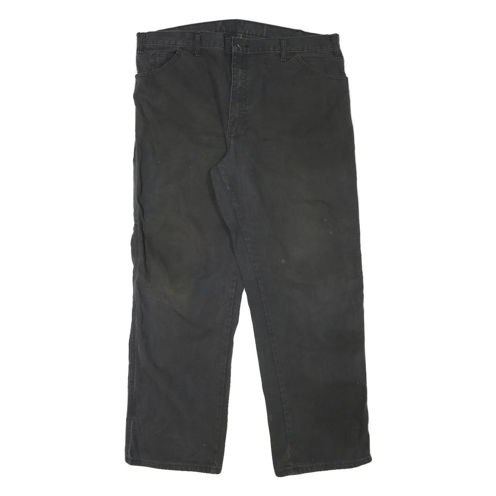 DICKIES Mens Black Regular Fit Straight Leg Cotton Blend Trousers W40 L32