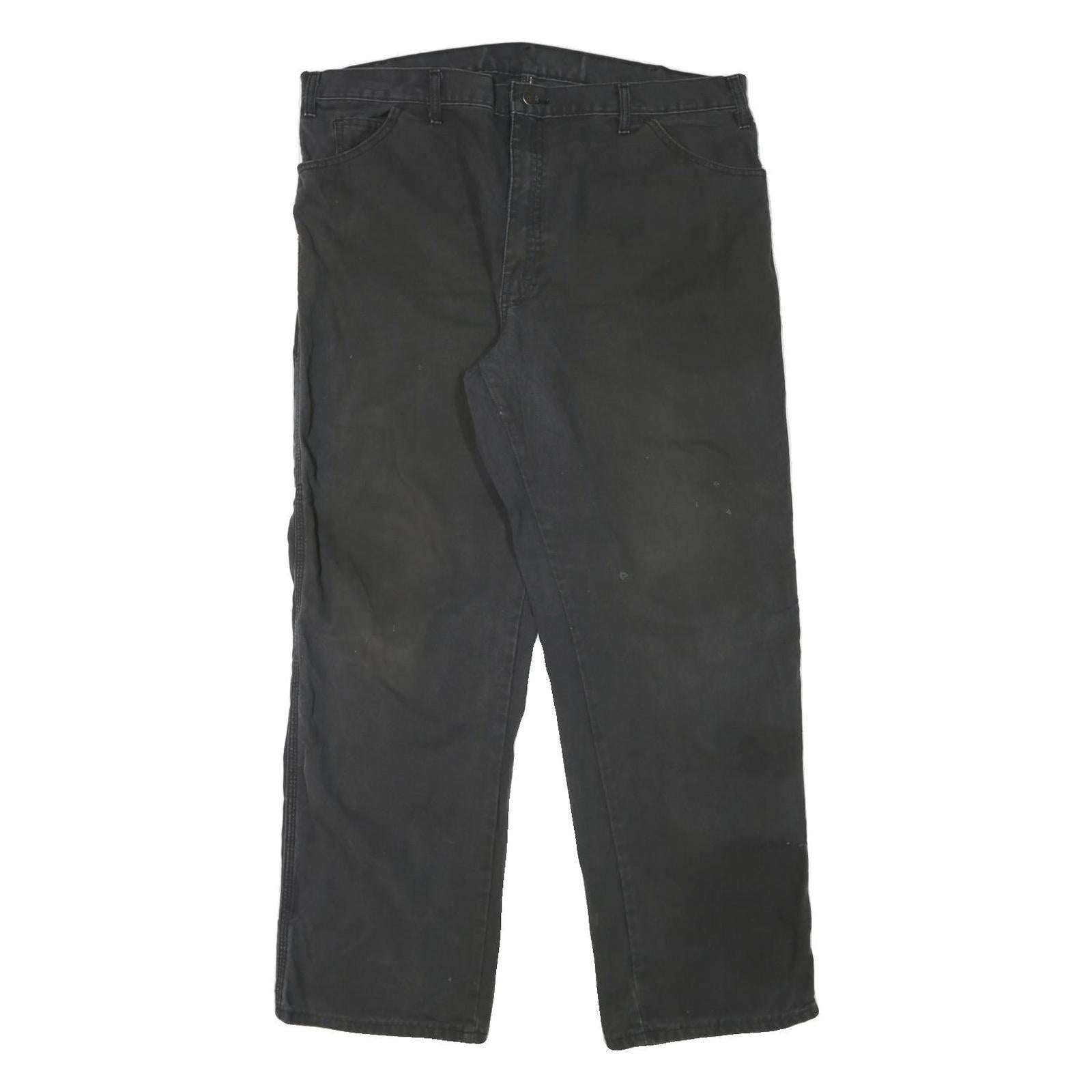 DICKIES Mens Black Regular Fit Straight Leg Cotton Blend Trousers W40 L32