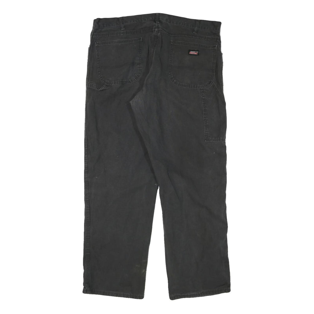 DICKIES Mens Black Regular Fit Straight Leg Cotton Blend Trousers W40 L32