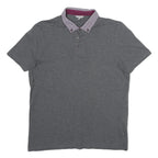TED BAKER Mens Grey Cotton Blend Polo Shirt S Short Sleeve Patterned Collar