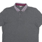 TED BAKER Mens Grey Cotton Blend Polo Shirt S Short Sleeve Patterned Collar