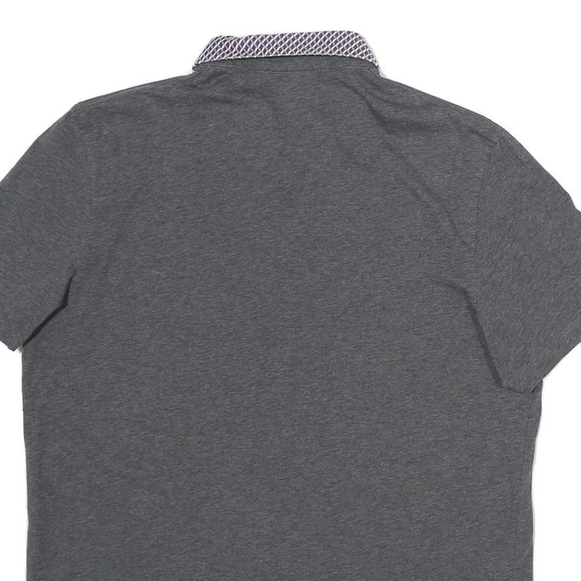 TED BAKER Mens Grey Cotton Blend Polo Shirt S Short Sleeve Patterned Collar