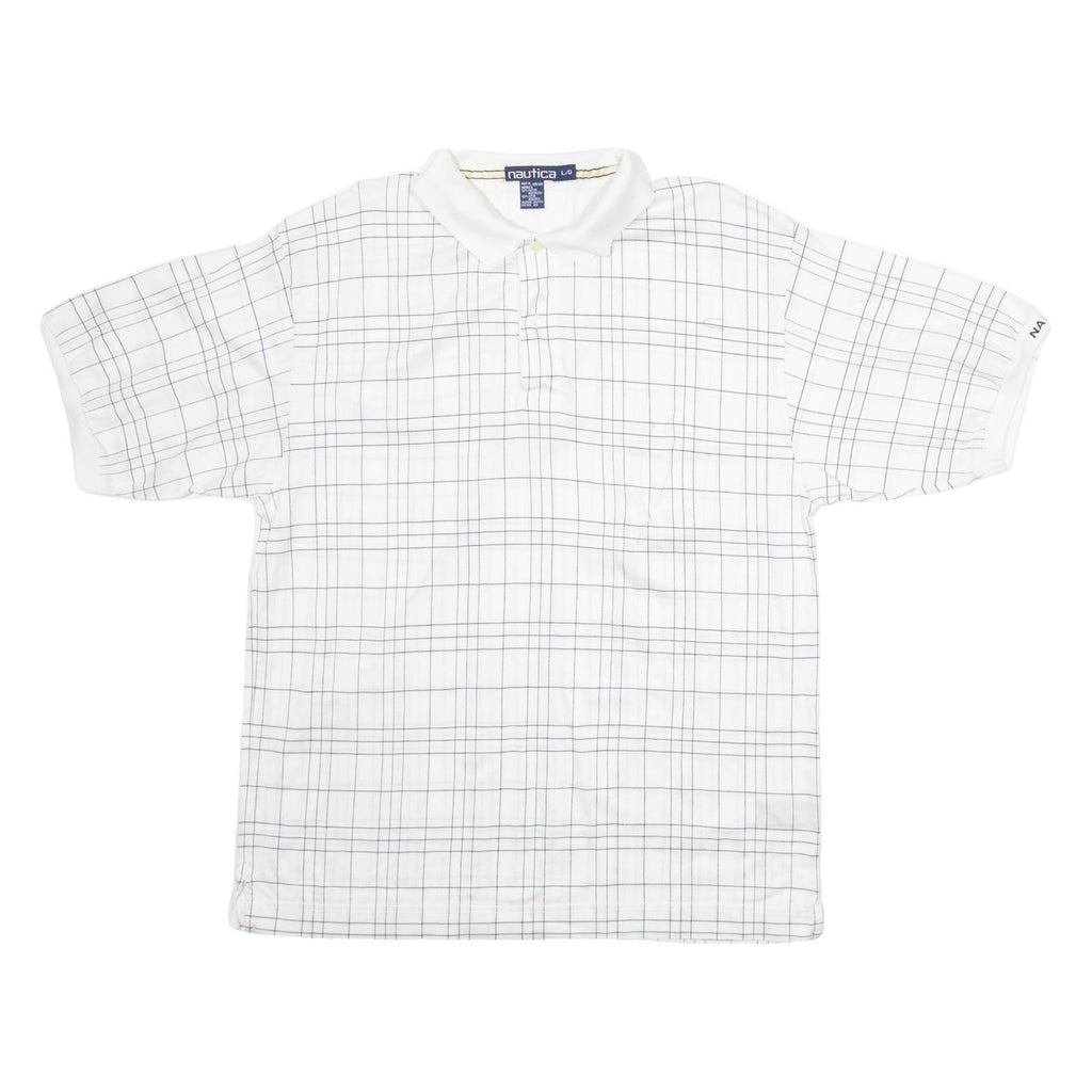 NAUTICA Mens Polo Shirt White Check L