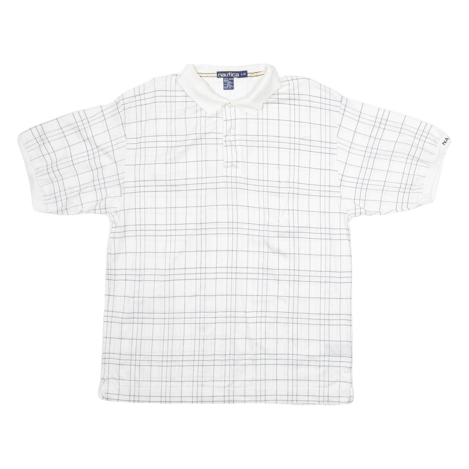 NAUTICA Mens Polo Shirt White Check L