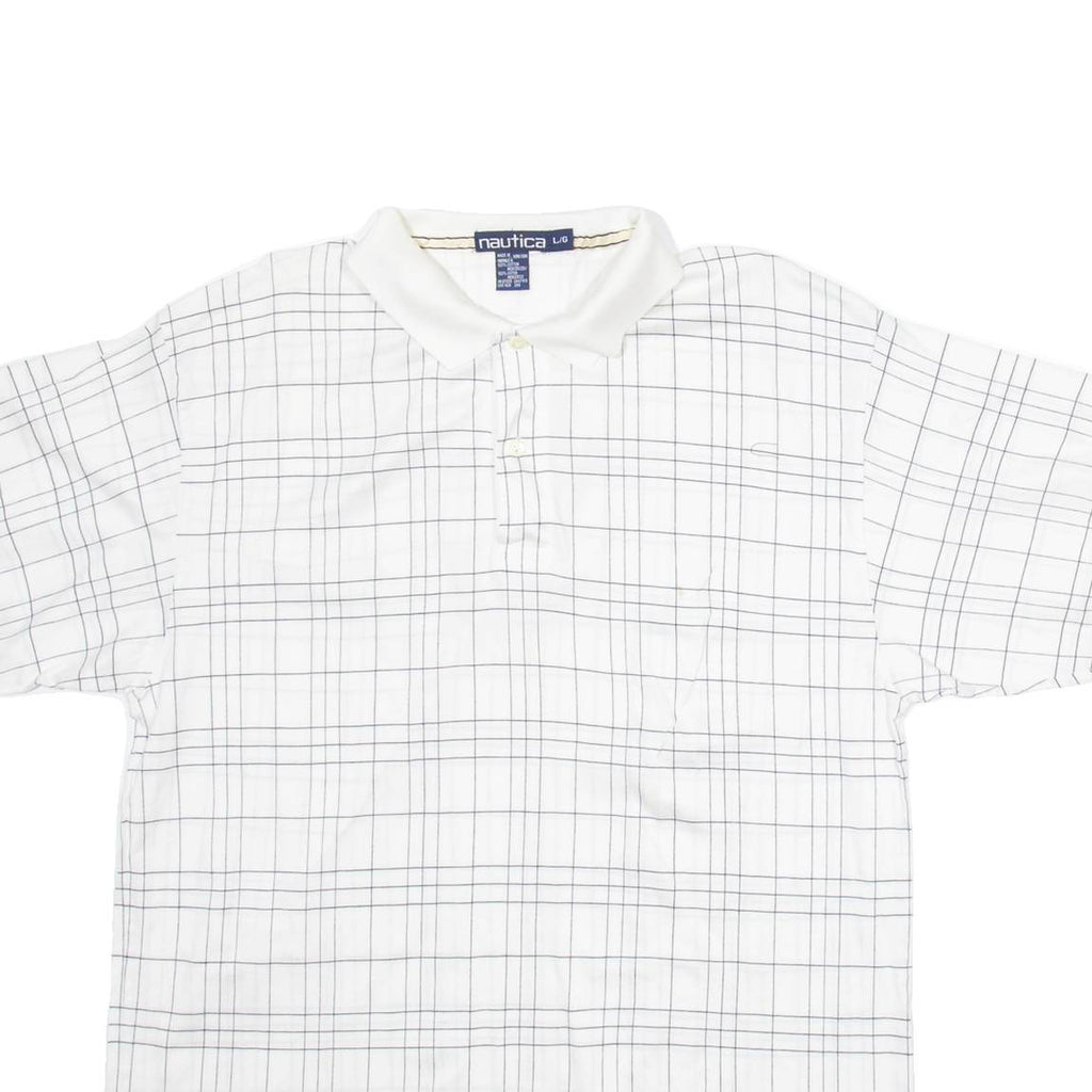 NAUTICA Mens Polo Shirt White Check L